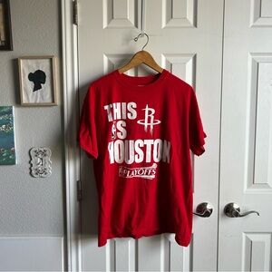 Houston Rockets red shirt sleeve playoffs tshirt